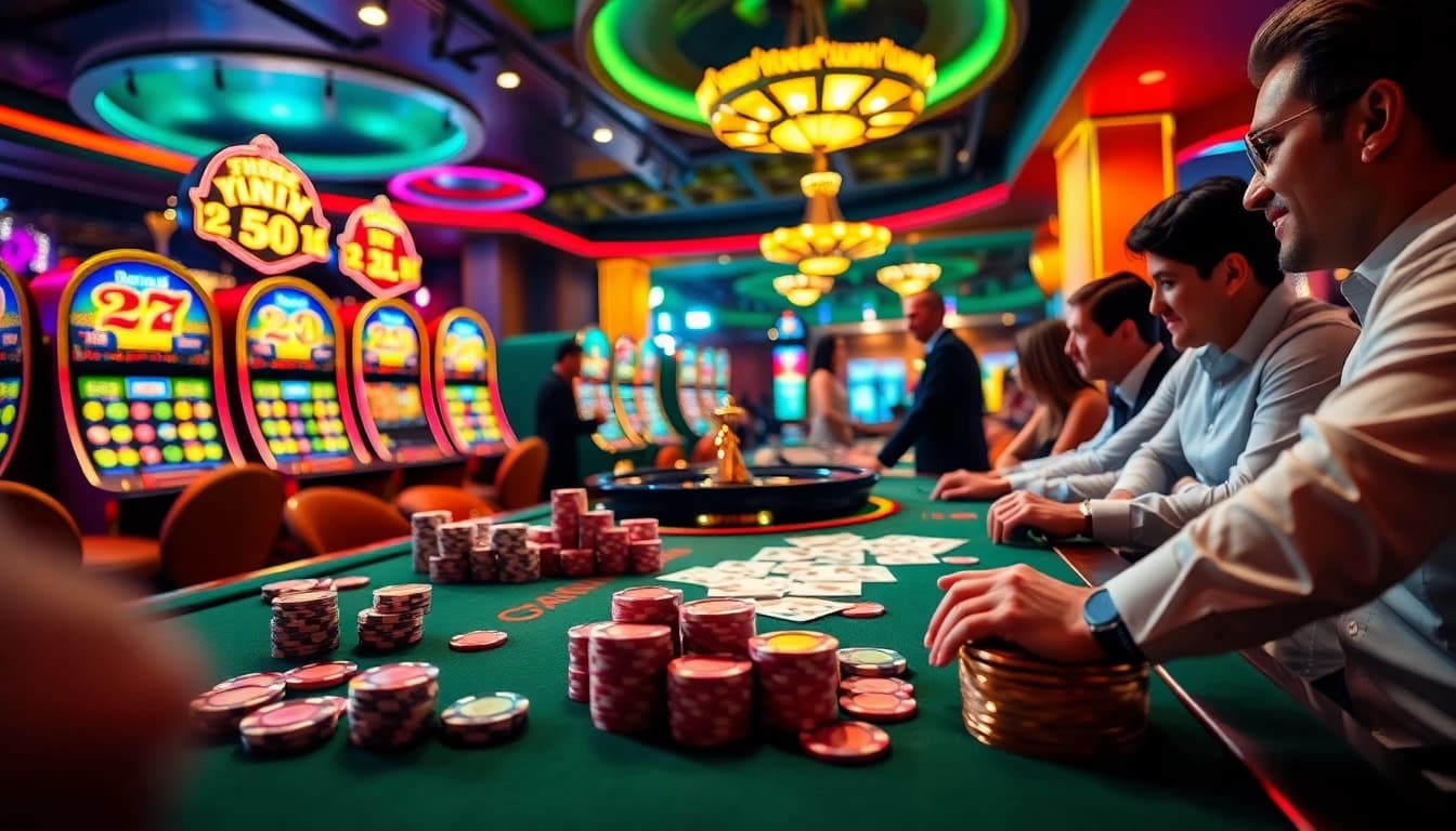 Experience the thrill of high-stakes gambling at 88VV casino with vibrant slot machines and poker chips.