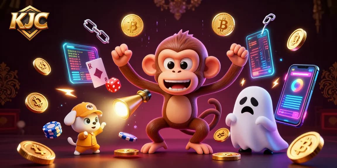 KJC showcases an engaging casino experience with a playful poltergeist monkey and ghost-hunter puppy captivating gamblers.