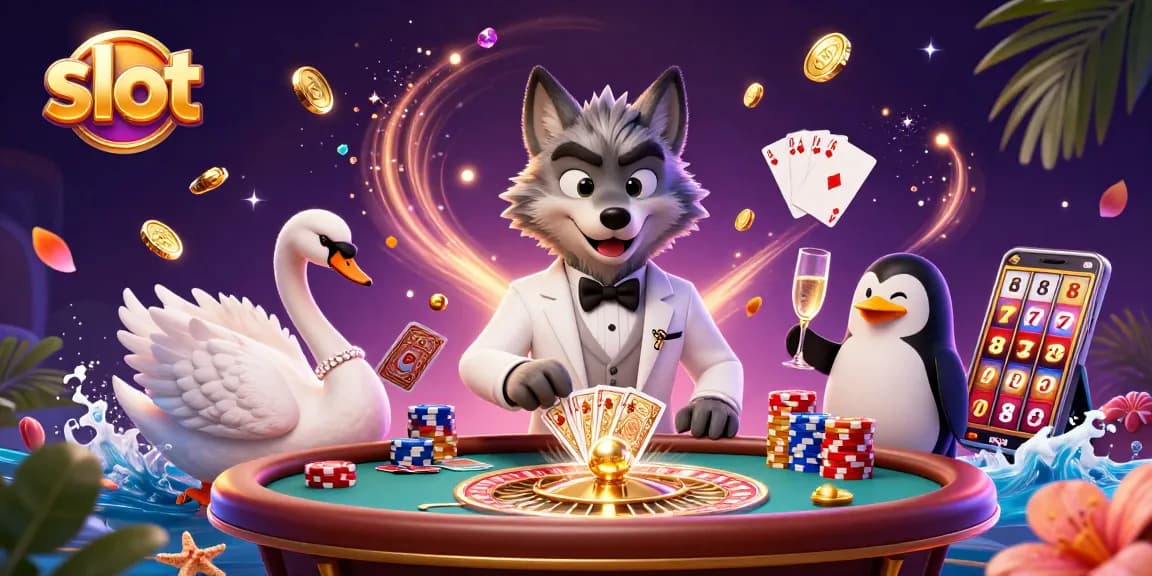 Meski keseruan bermain slot dengan simbol keberuntungan dalam ilustrasi kasino yang memukau.