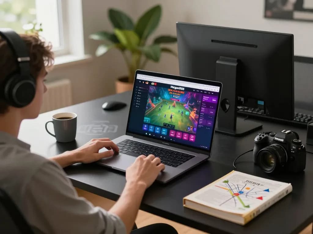 Engaging online gameplay experience with a tutorial mega888 interface on a laptop