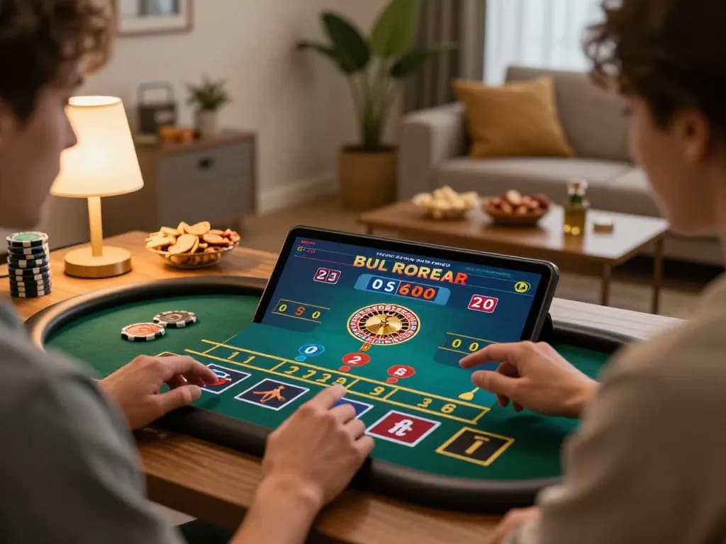 Player exploring online games at Jun88, enjoying a live dealer experience in a cozy home setting.