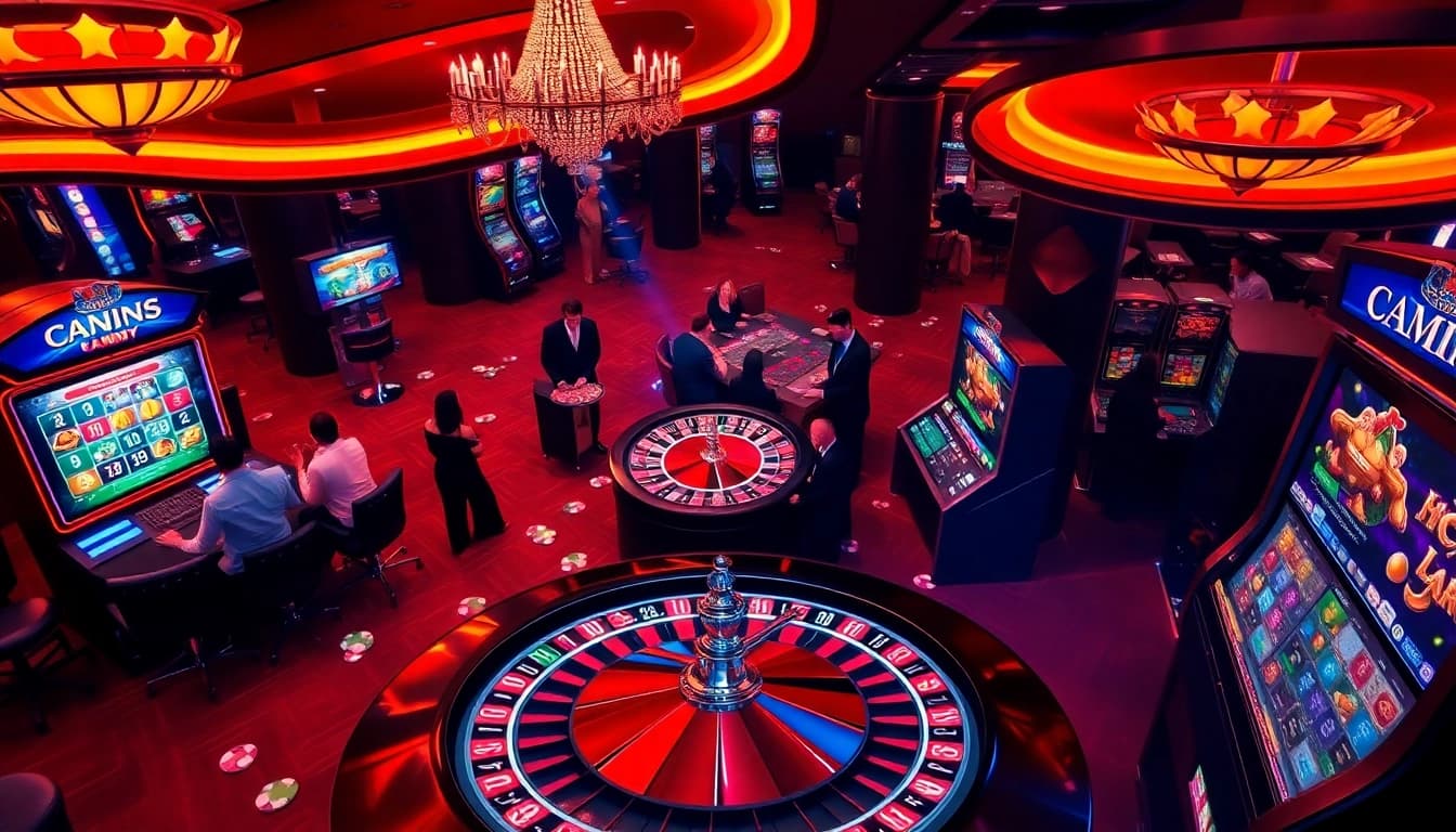 Lô đề trực tuyến players enjoying a thrilling online gambling experience with vibrant casino elements.