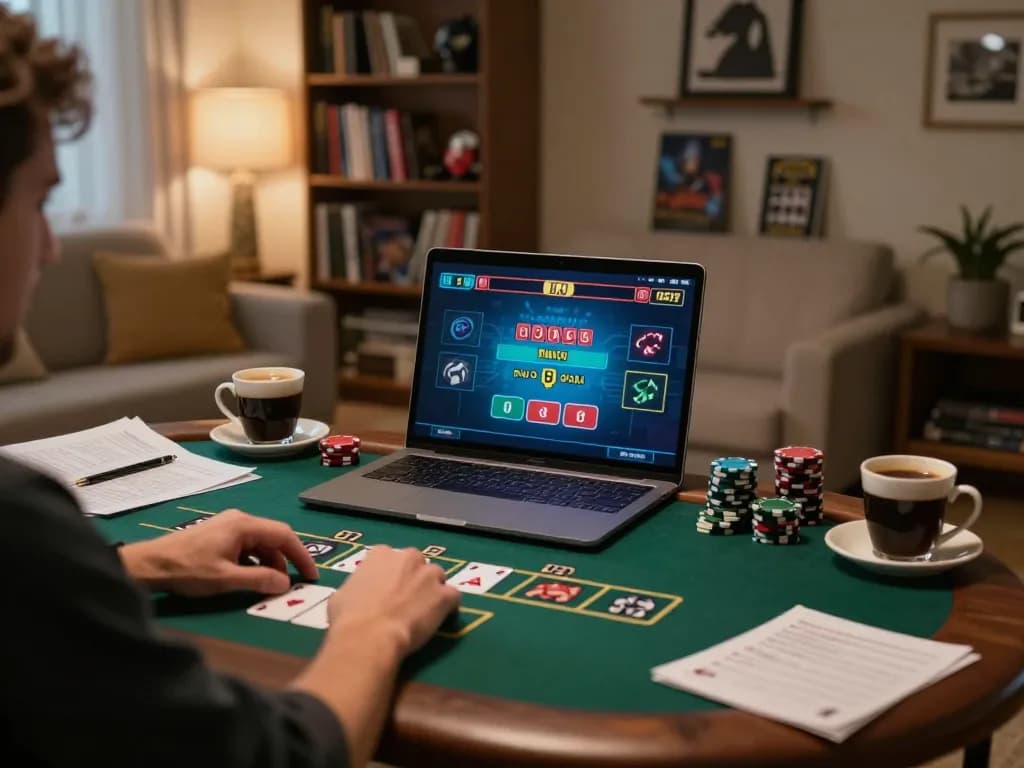 Experience gaming excitement with Fly88 as a player engages in a dynamic live dealer blackjack game at home.