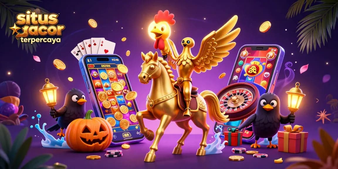 Engage with situs slot gacor terpercaya in a vibrant casino illustration showcasing thrilling slot action and fun.