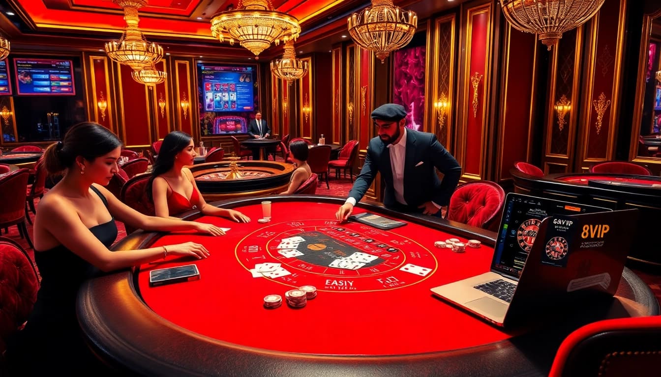 Experience the thrill of winning at 68VIP with a luxurious casino scene filled with exciting games.