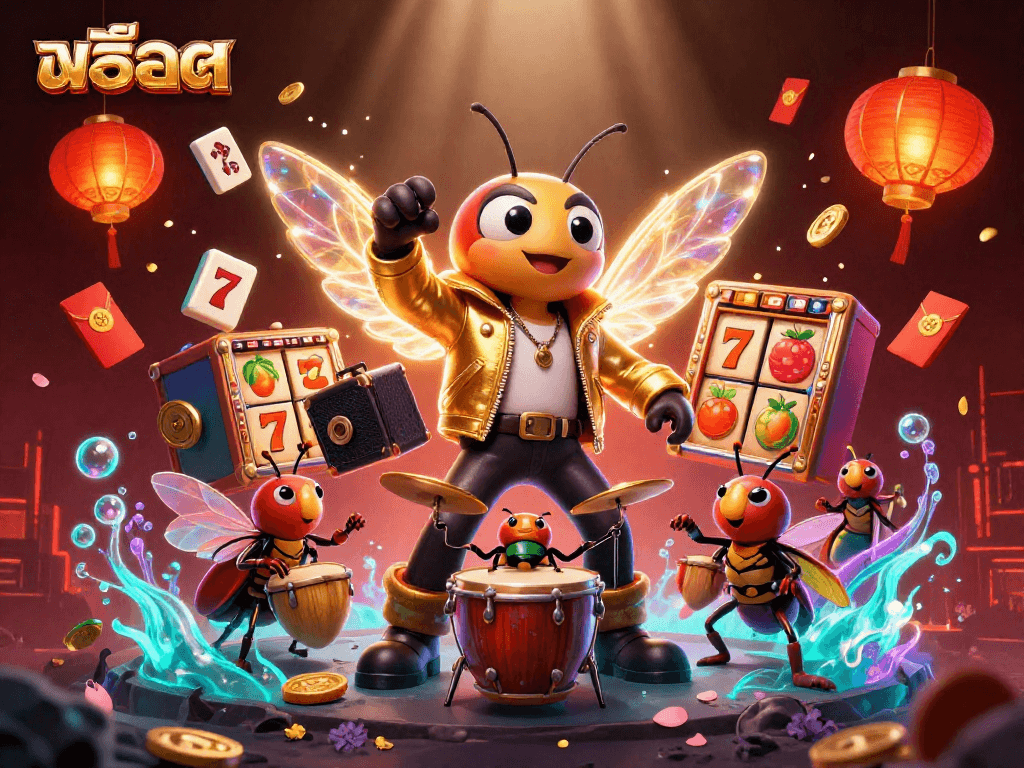Experience the thrill of สล็อต with vibrant characters and dynamic game elements in this immersive casino scene.