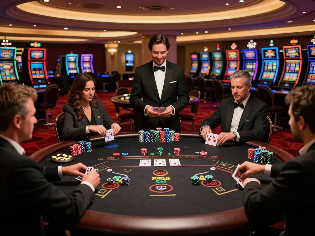Players strategizing and placing bets at a thrilling blackjack table at man88a casino