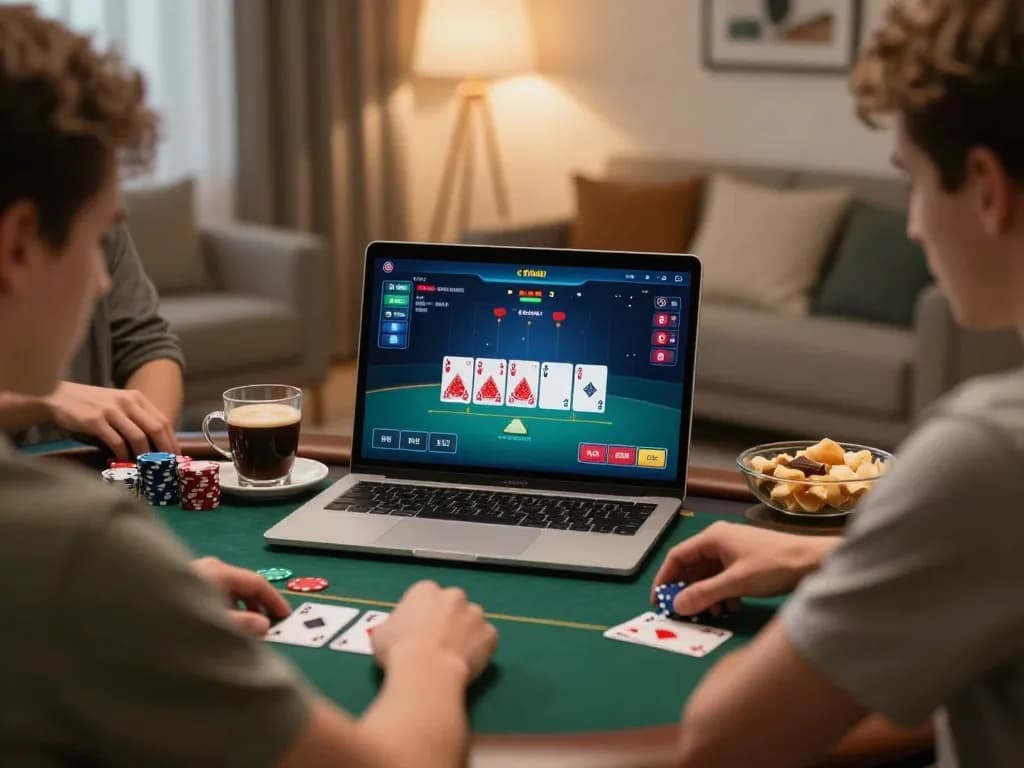 Players enjoying a strategic online poker game at home on AU88 platform.