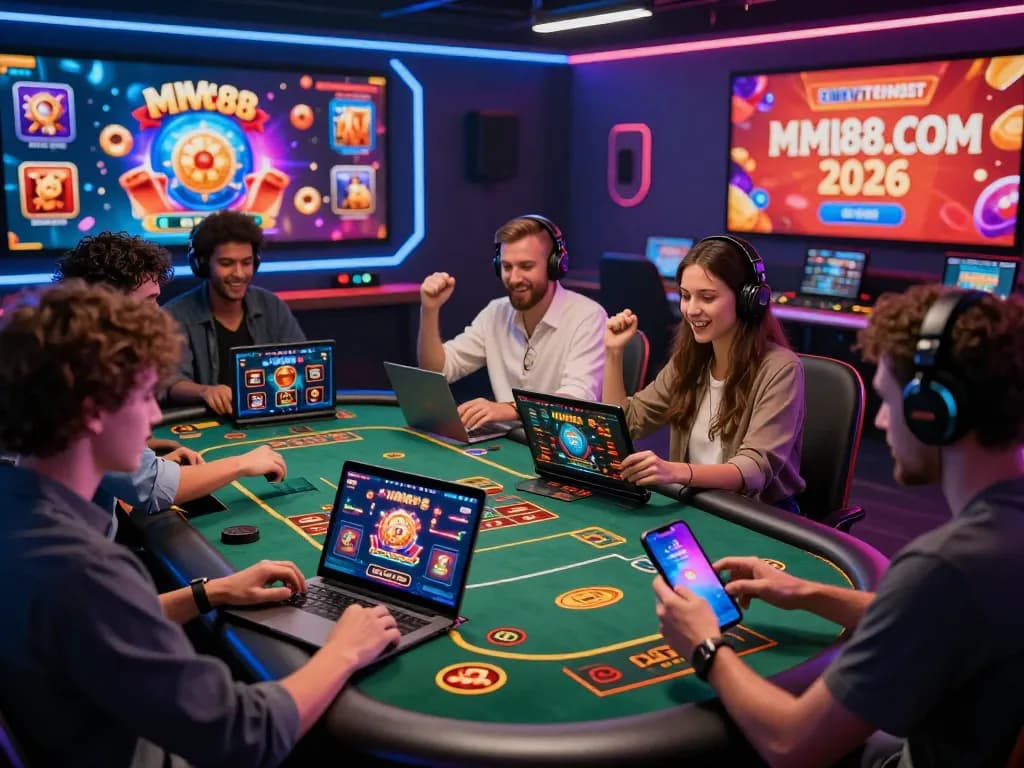 Exciting online gaming experience on MM88.COM with diverse players engaging in casino games across various devices.