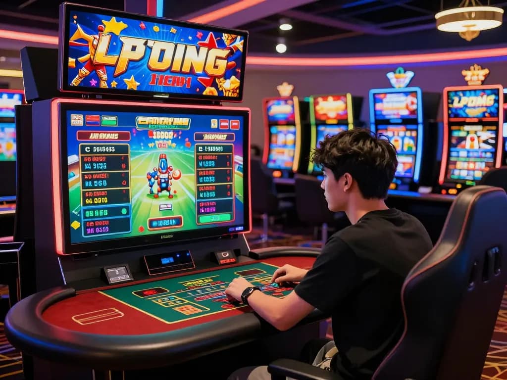 Player engaged in online betting on the bl555 gaming platform, showcasing diverse gambling options and vibrant promotional banners.
