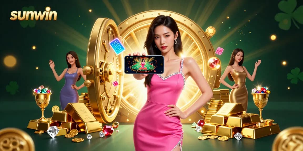 Experience sunwin's thrilling casino gameplay with a stylish Asian woman engaged in a live dealer game.