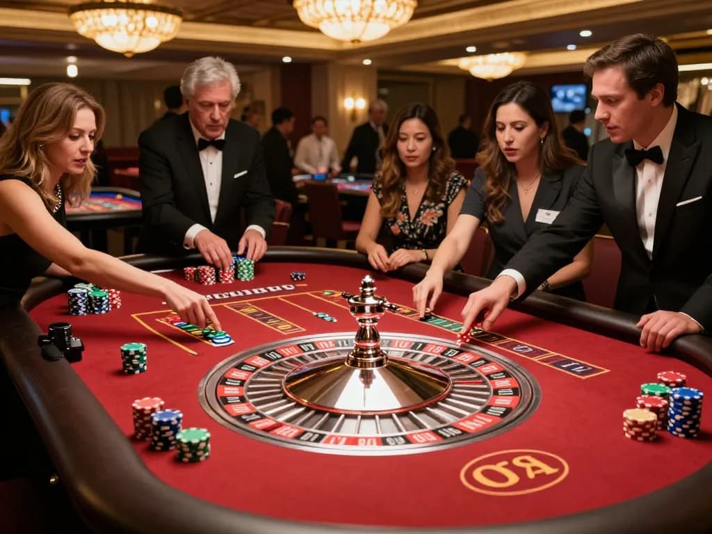 Engaging moment at the roulette table showcasing players' excitement, SC 88 gaming atmosphere.