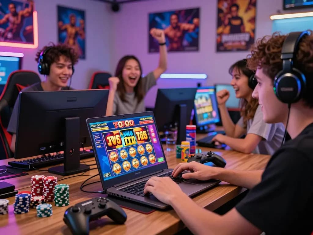 Exciting online gaming atmosphere featuring users enjoying a toto slot game with vibrant visuals.