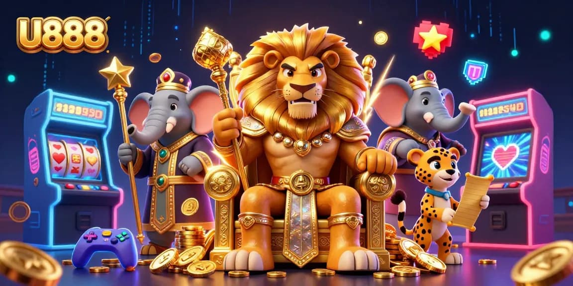 Experience the thrilling casino adventure with U888's vibrant characters and gaming elements.
