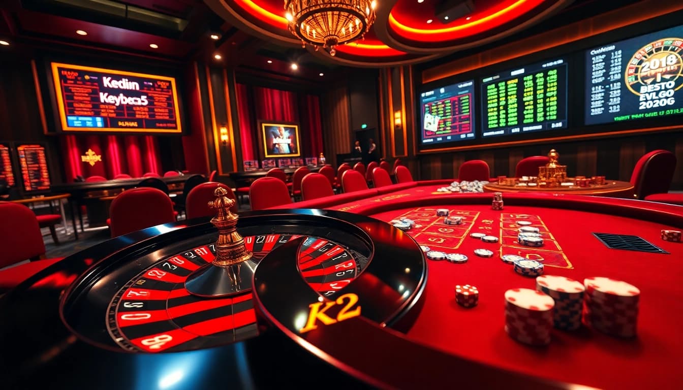 Exciting gambling scene featuring keonhacai5 on display amidst casino games, cards, and odds.