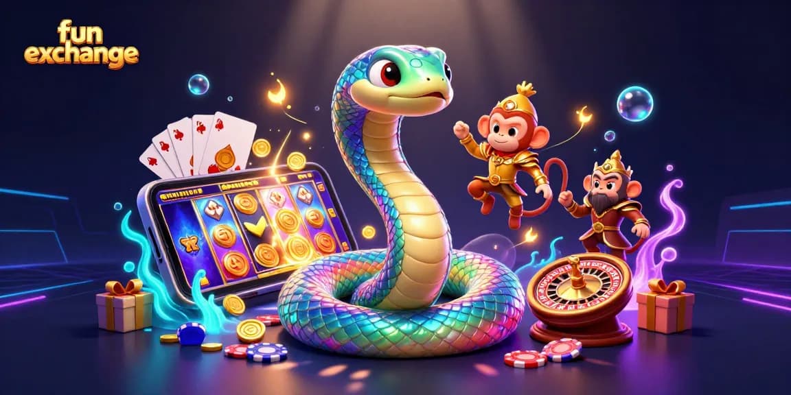 Experience fun exchange through thrilling slot games, 3D visuals, and vibrant casino elements.