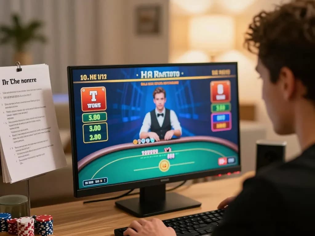 Engaging in an online hargatoto game with live dealer visuals and strategic notes