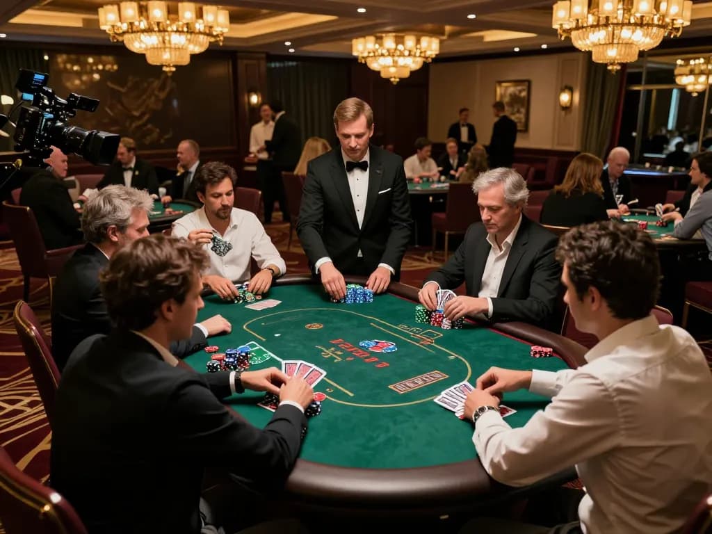 Alev giris to an upscale casino poker game with players engaged in strategic betting