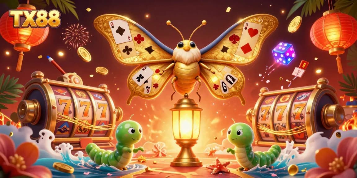 Engage in thrilling gaming action with TX88 while enjoying a dynamic casino-themed illustration.