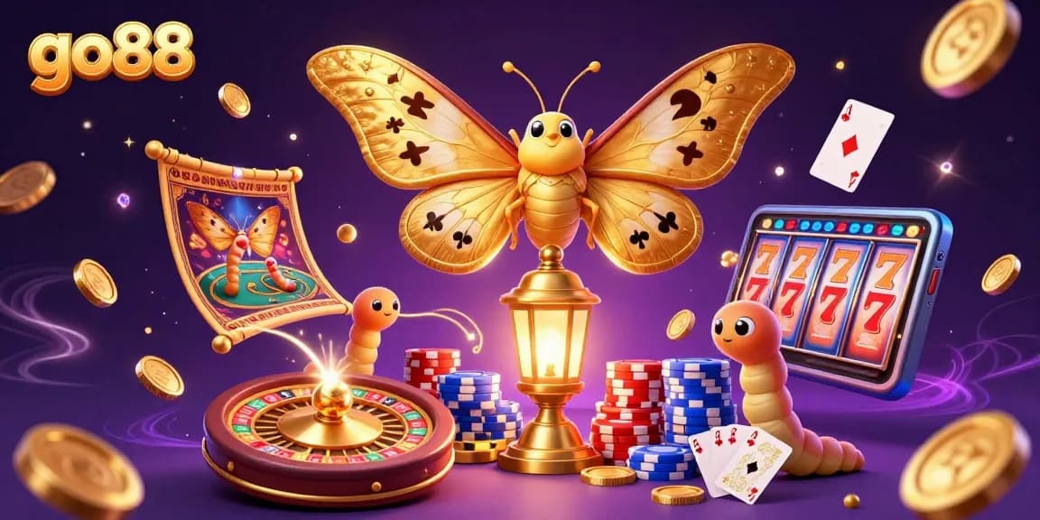 Engage with go88's thrilling casino adventures featuring golden moth and vibrant gaming elements.