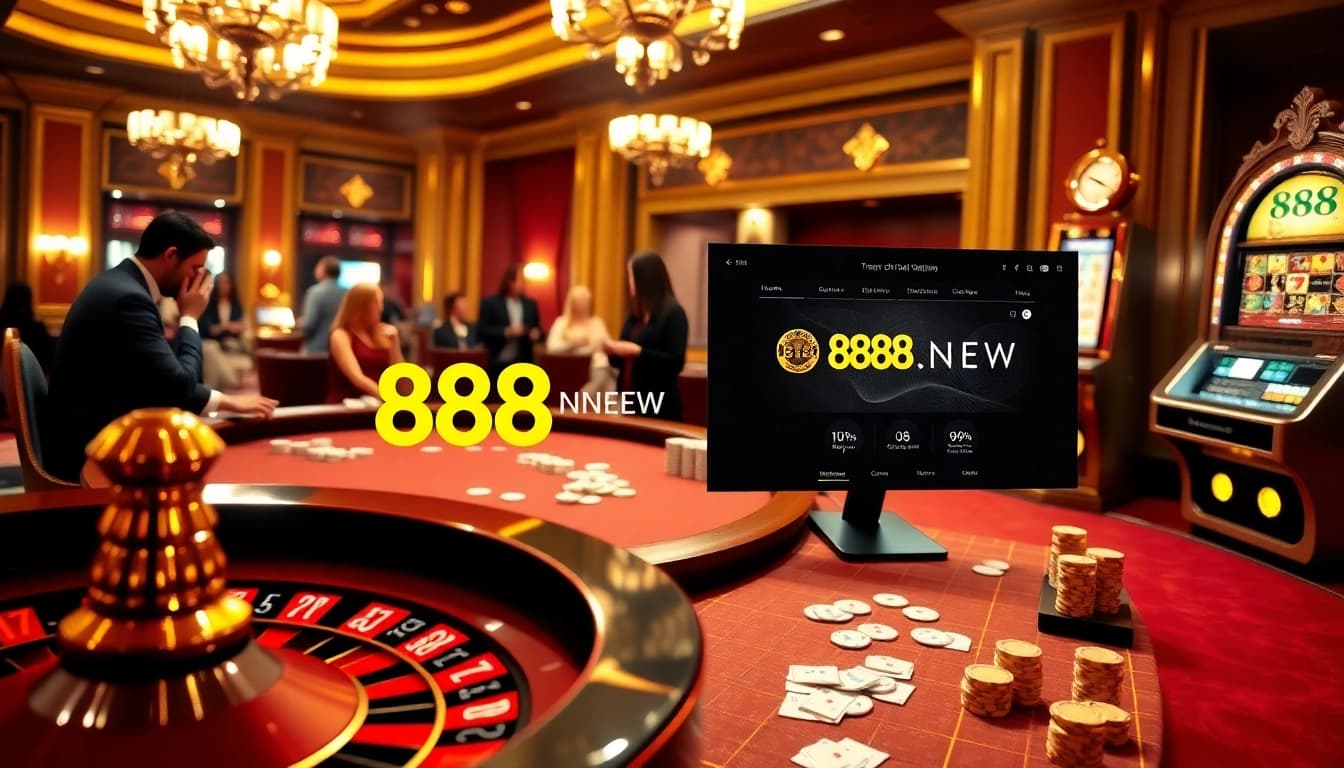 Experience the excitement of gambling at Trang chủ 888NEW with a luxurious casino backdrop.