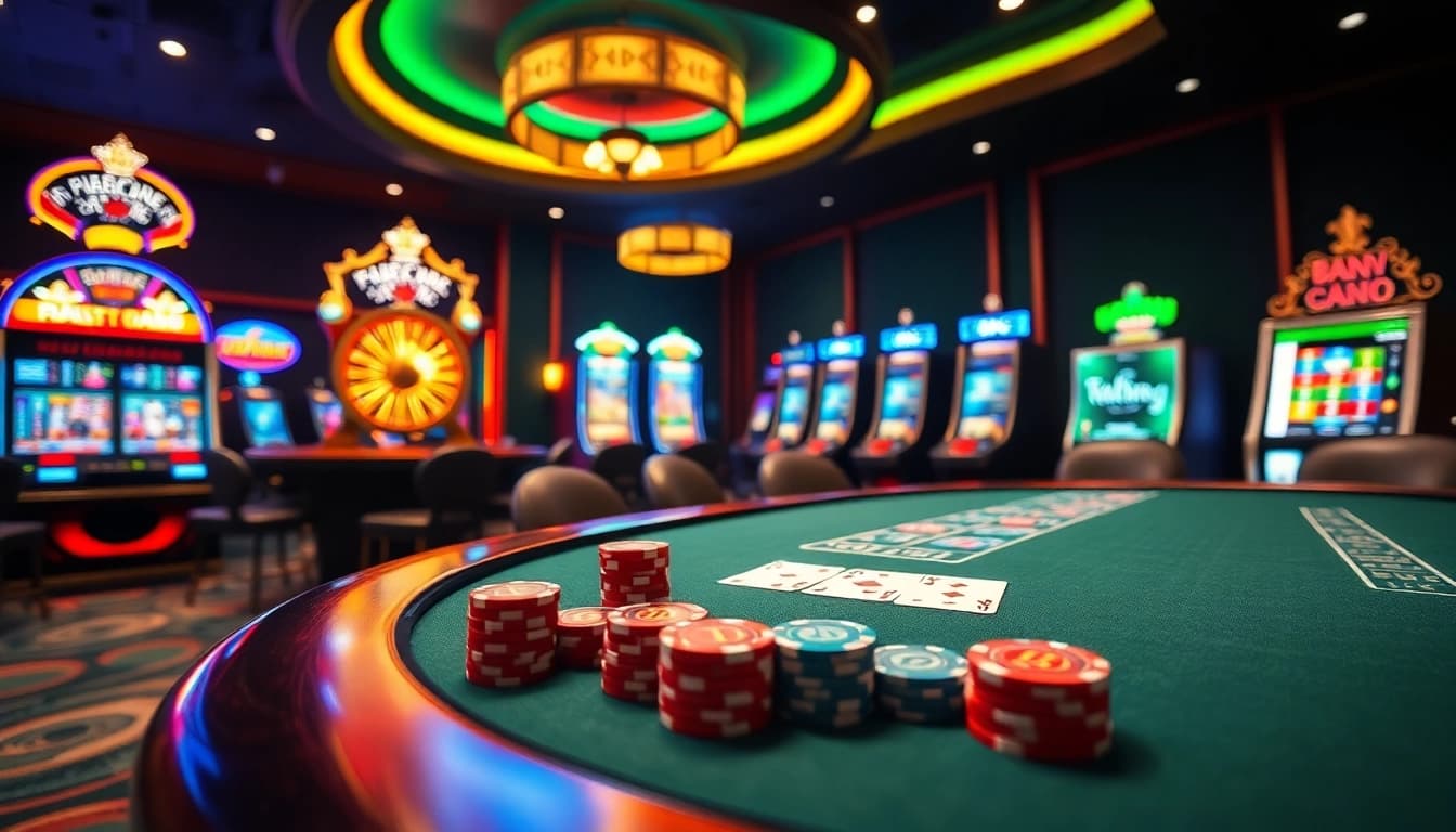 RR88 players enjoying a thrilling round of poker amidst luxurious casino vibes.