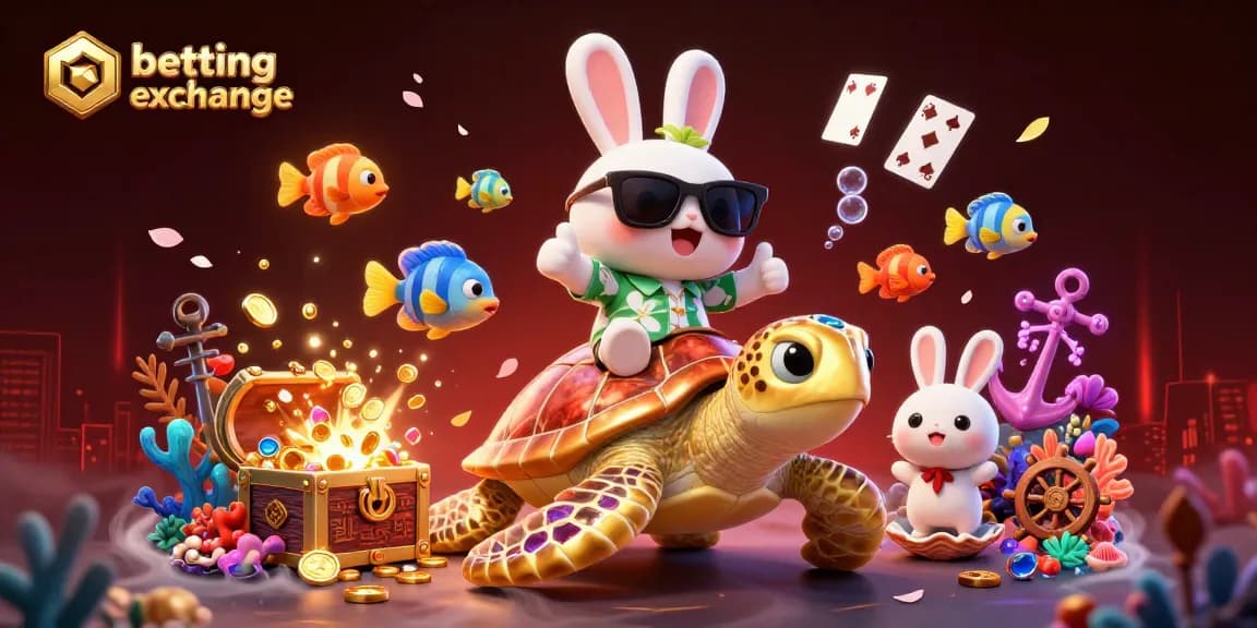 Join the betting exchange with luck and adventure as the rabbit rides a turtle through vibrant underwater treasures.