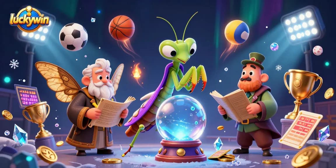 Engage in thrilling gameplay at luckywin, exploring vibrant casino elements and fortune teller characters.