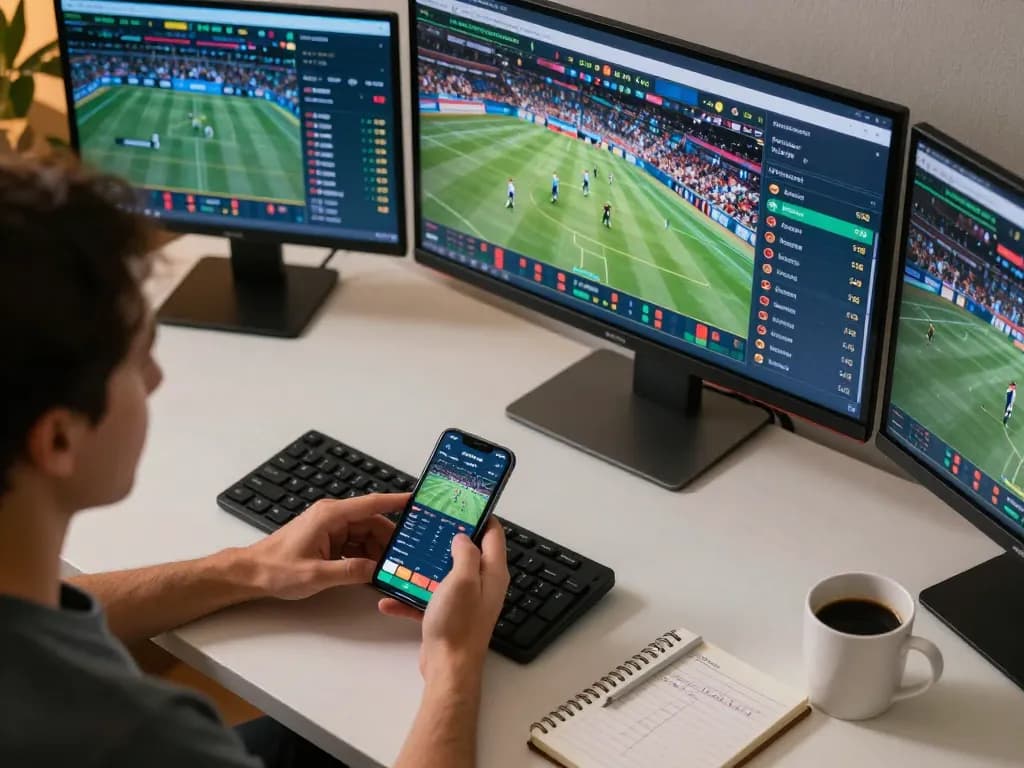 Engaging cm88 sports betting experience with live odds displayed on multiple screens and smartphone in use.