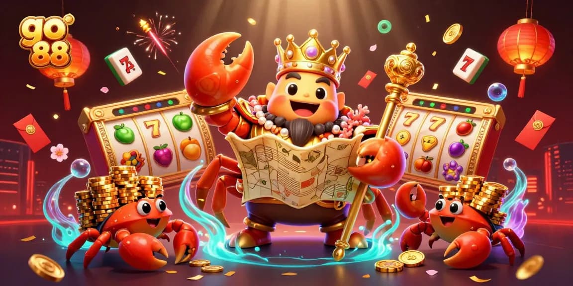 Spin the reels and claim your fortune with go 88 in this vibrant casino illustration.