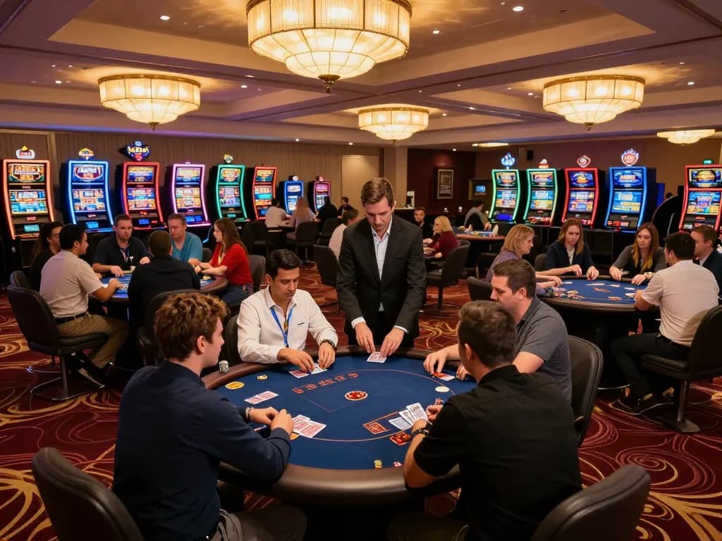 Players enjoying poker games at hitclub in a vibrant casino atmosphere.