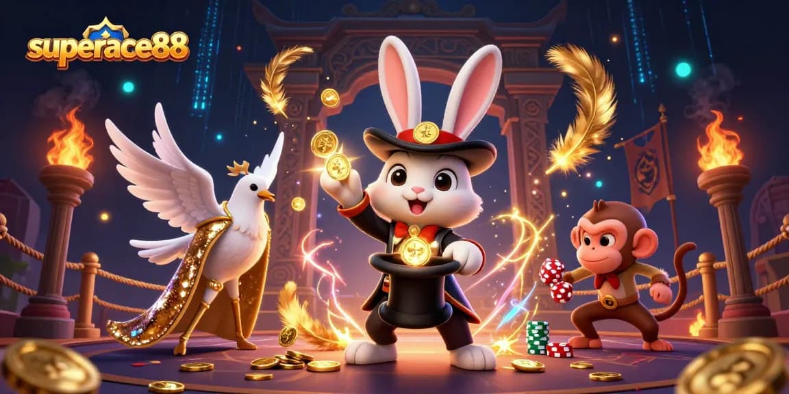 Engage in thrilling gameplay with superace88 featuring 3D characters in an exciting casino setting.