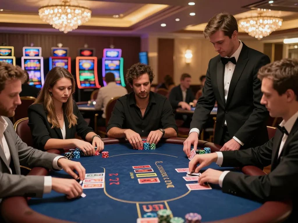 Players engage in strategic poker gameplay at a luxurious sunwin casino.