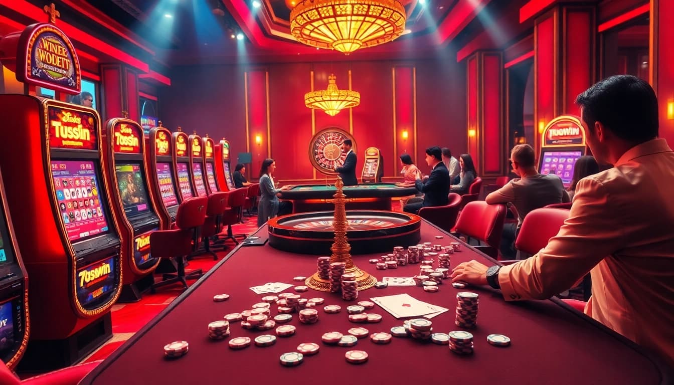 Experience the excitement of 789win with vibrant casino games and players enjoying their bets.