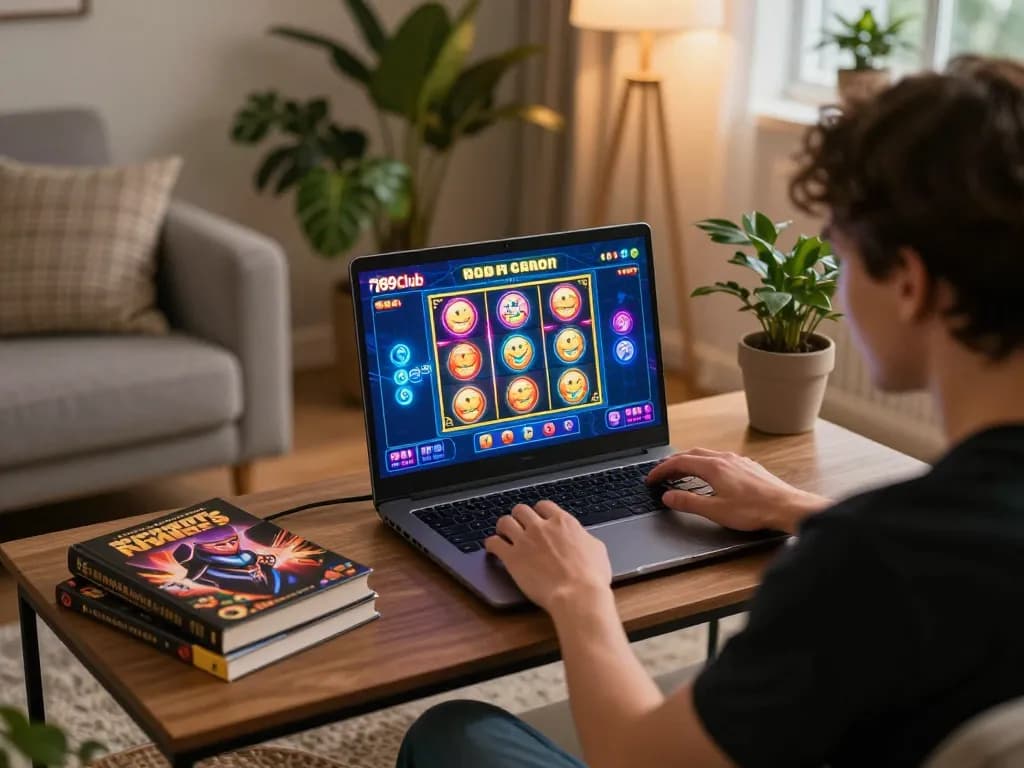 Engaging gameplay at 789 club's mobile app highlighting slot game excitement in a cozy home environment