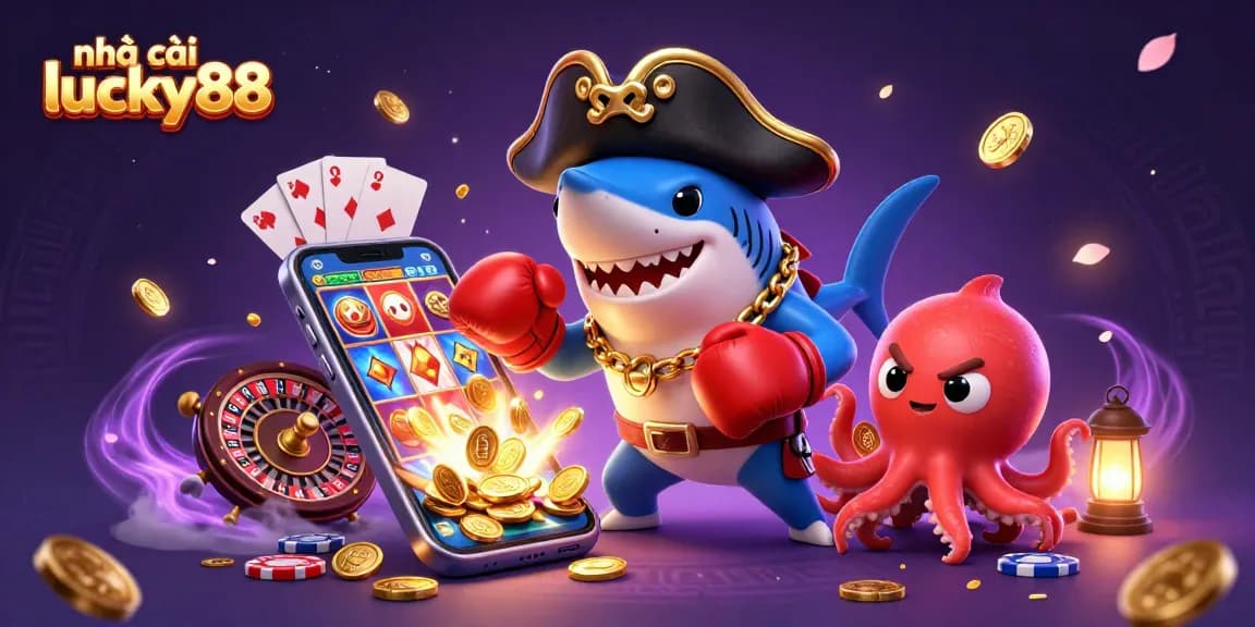 Experience excitement at nhà cái lucky88 with colorful slot games and playful ocean characters.