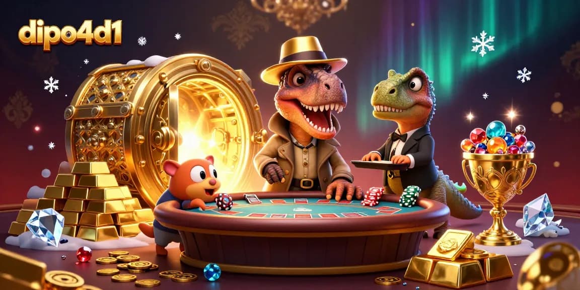 dipo4d1 menciptakan suasana kasino dengan velociraptor yang mencoba berhati-hati di meja blackjack
