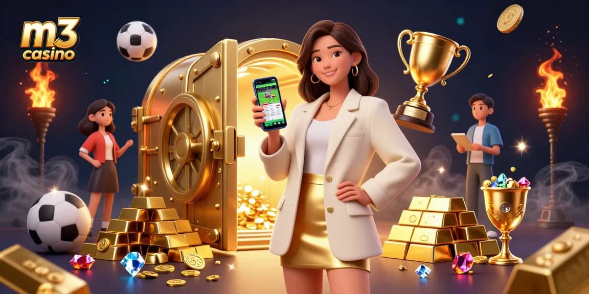 Experience the excitement of m3 casino with a stunning 3D digital artwork showcasing a vibrant gaming atmosphere.