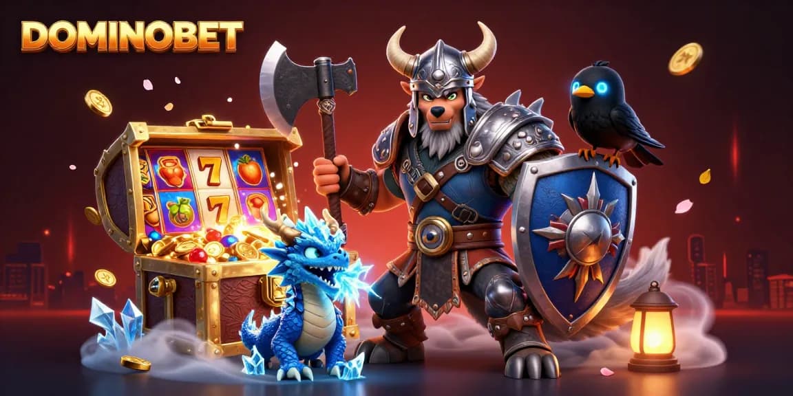 Engage with DOMINOBET through an exciting online gaming adventure featuring slots and dynamic characters.