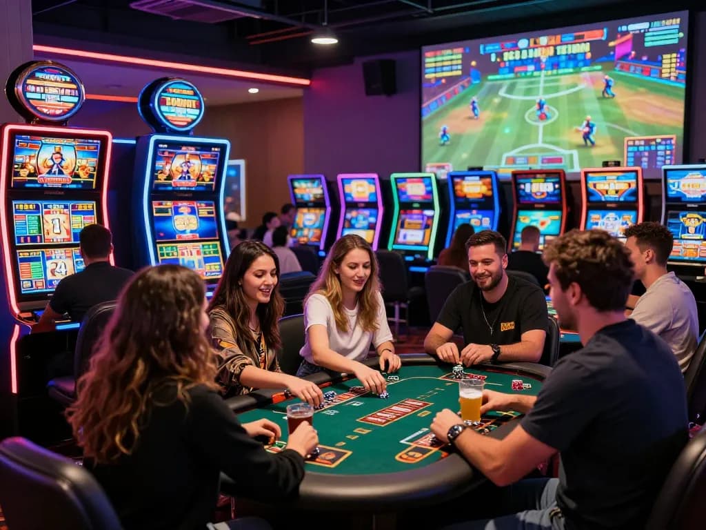 Exciting gaming scene highlighting link vào 33win with players celebrating wins in vibrant online casino environment.