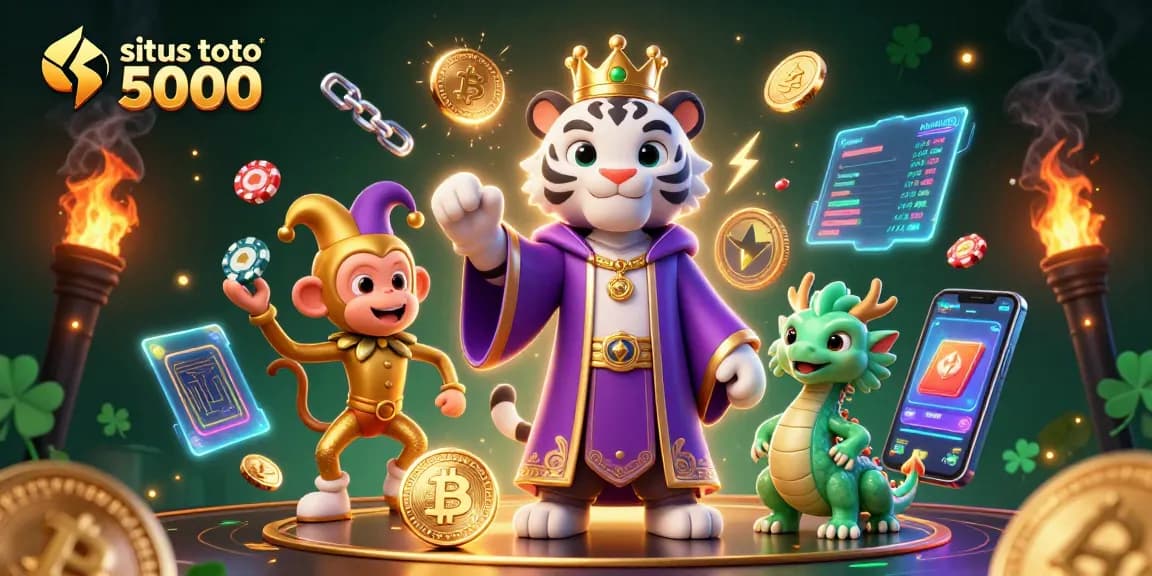 Experience thrilling gameplay at situs toto 5000, featuring a lively 3D illustration of charismatic casino characters.