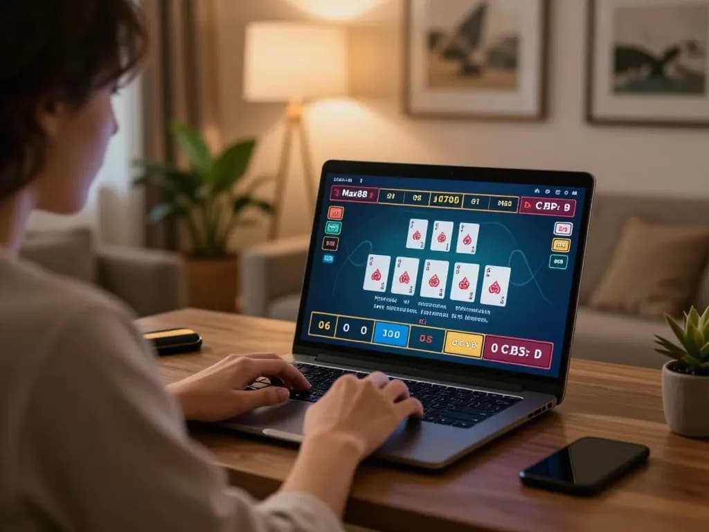 Engaging in strategic gameplay at Max88 online casino from a cozy home setup.