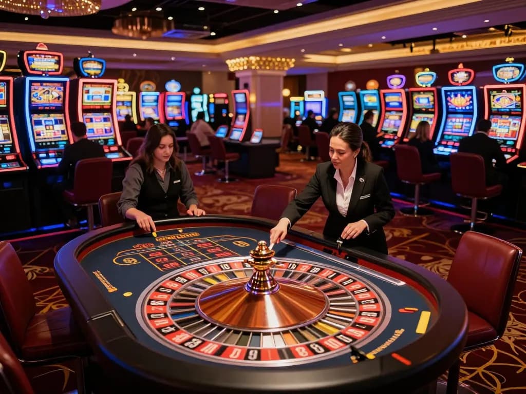 Engaged players placing bets at the KP88 roulette table, capturing the thrilling atmosphere of live casino gaming.