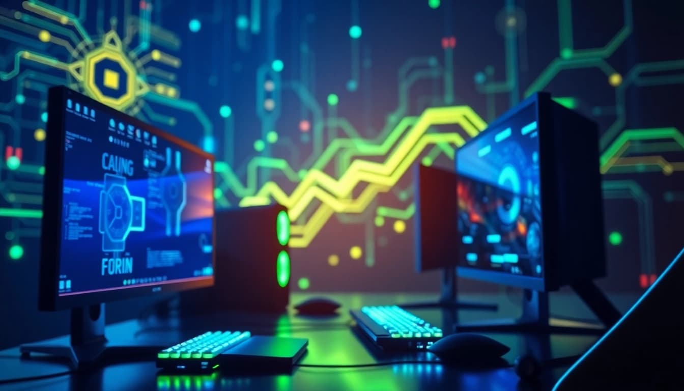 Visual representation of iGaming Signal with a dynamic digital gaming landscape and technology elements.