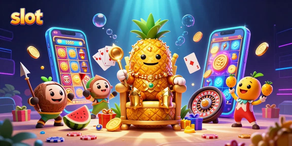 Spin and win with the slot-themed characters and vibrant casino elements in this dynamic scene.