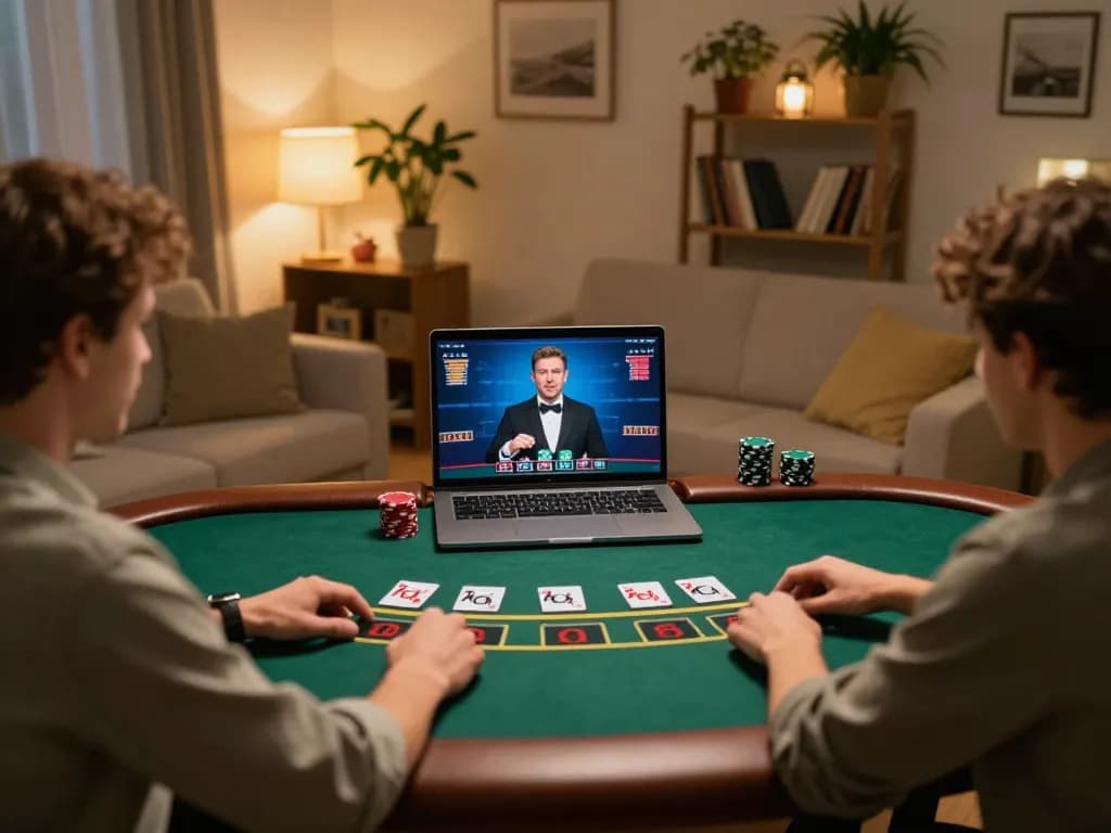 Kkwin player enjoying a live dealer blackjack game from home in a cozy setting.
