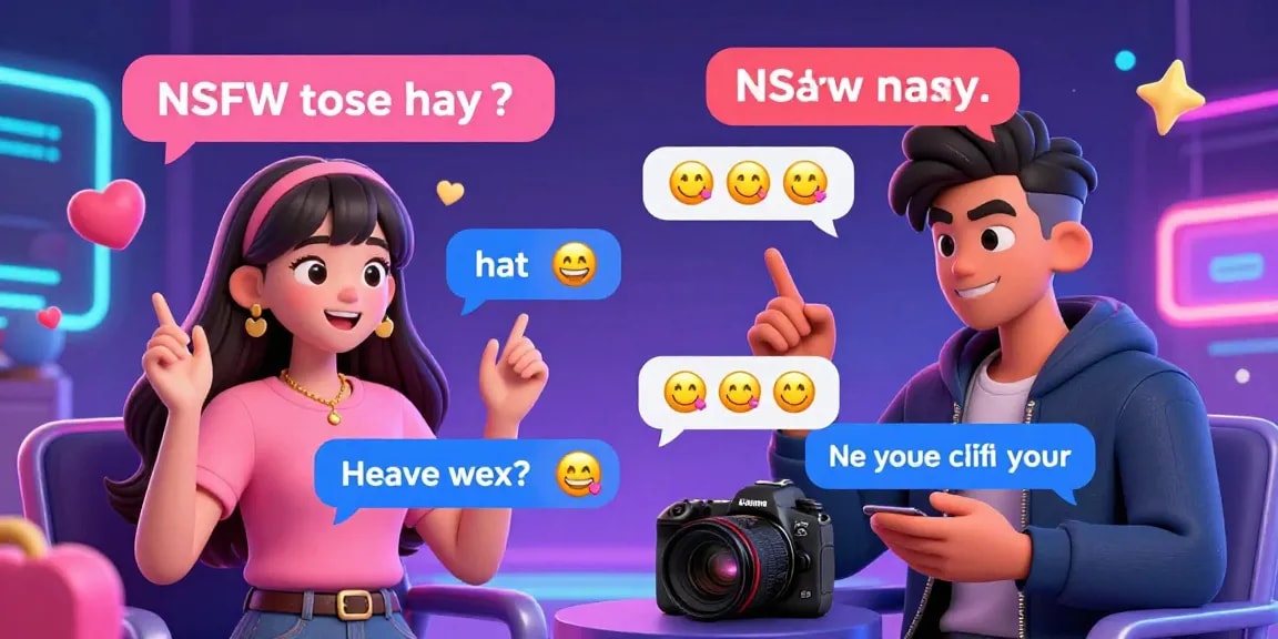 Engaging NSFW AI chat scene with animated characters enjoying an interactive digital conversation.