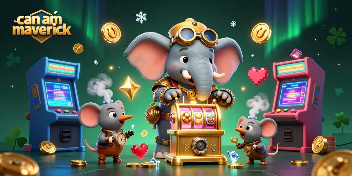 Spin the golden slot machine with can am maverick's thrilling features in a vibrant casino setting.