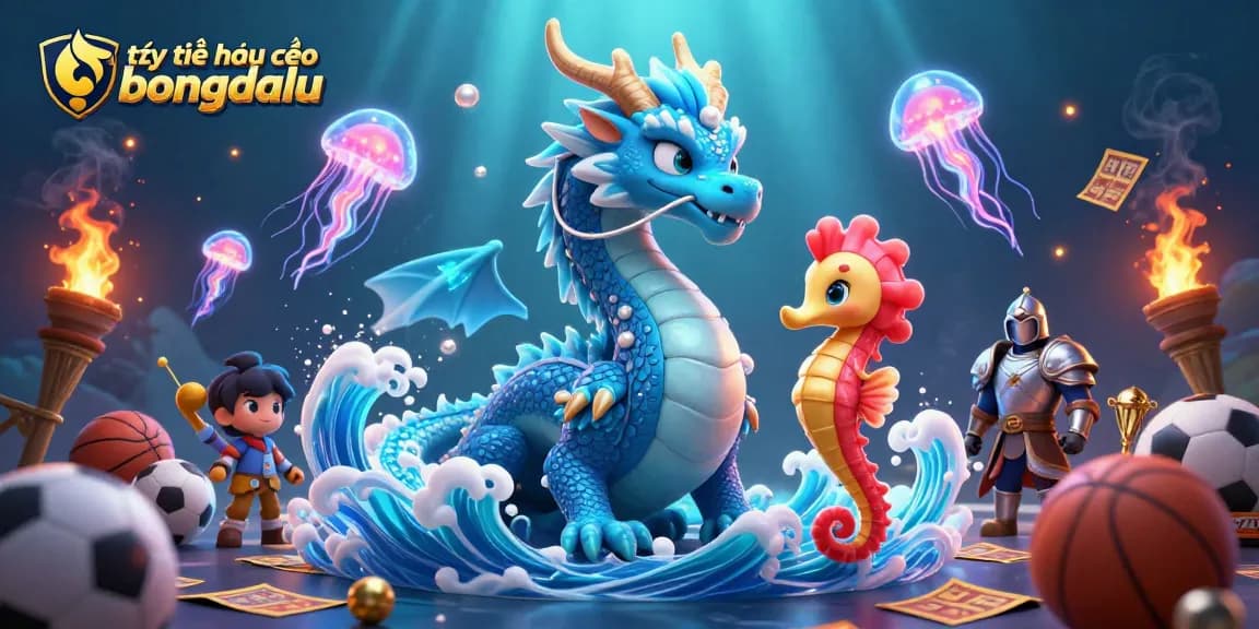 Engage with the thrilling tỷ lệ nhà cái bongdalu as the majestic dragon and seahorse knight soar amidst sports betting elements.