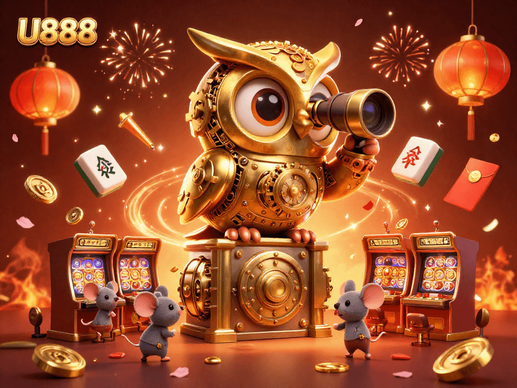 Experience thrilling U888 gameplay with whimsical characters and vibrant casino elements.